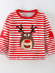 Kids Reindeer Tee - Striped Long Sleeve Holiday Top