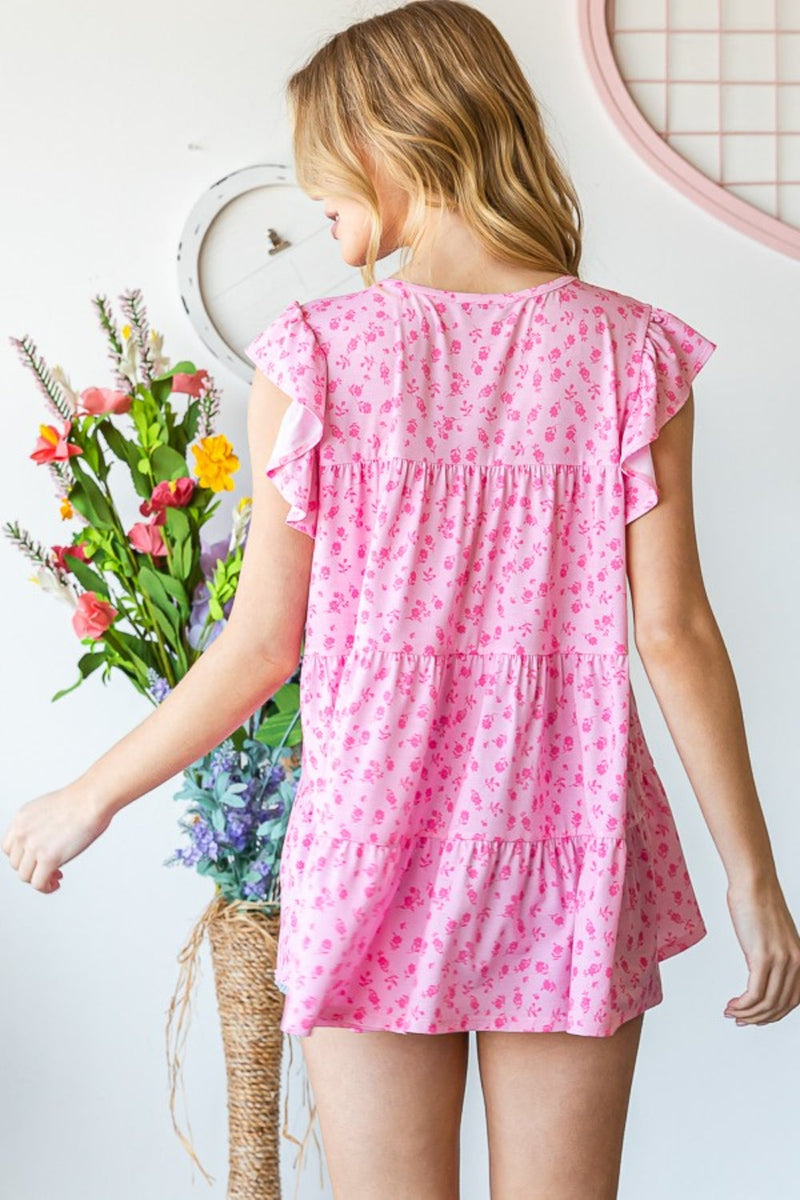 Heimish Full Size Floral Ruffled Tiered Top Trandify deal