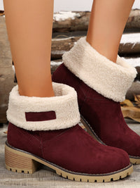 Thermal Fuzzy Block Heel Boots Trandify Deal