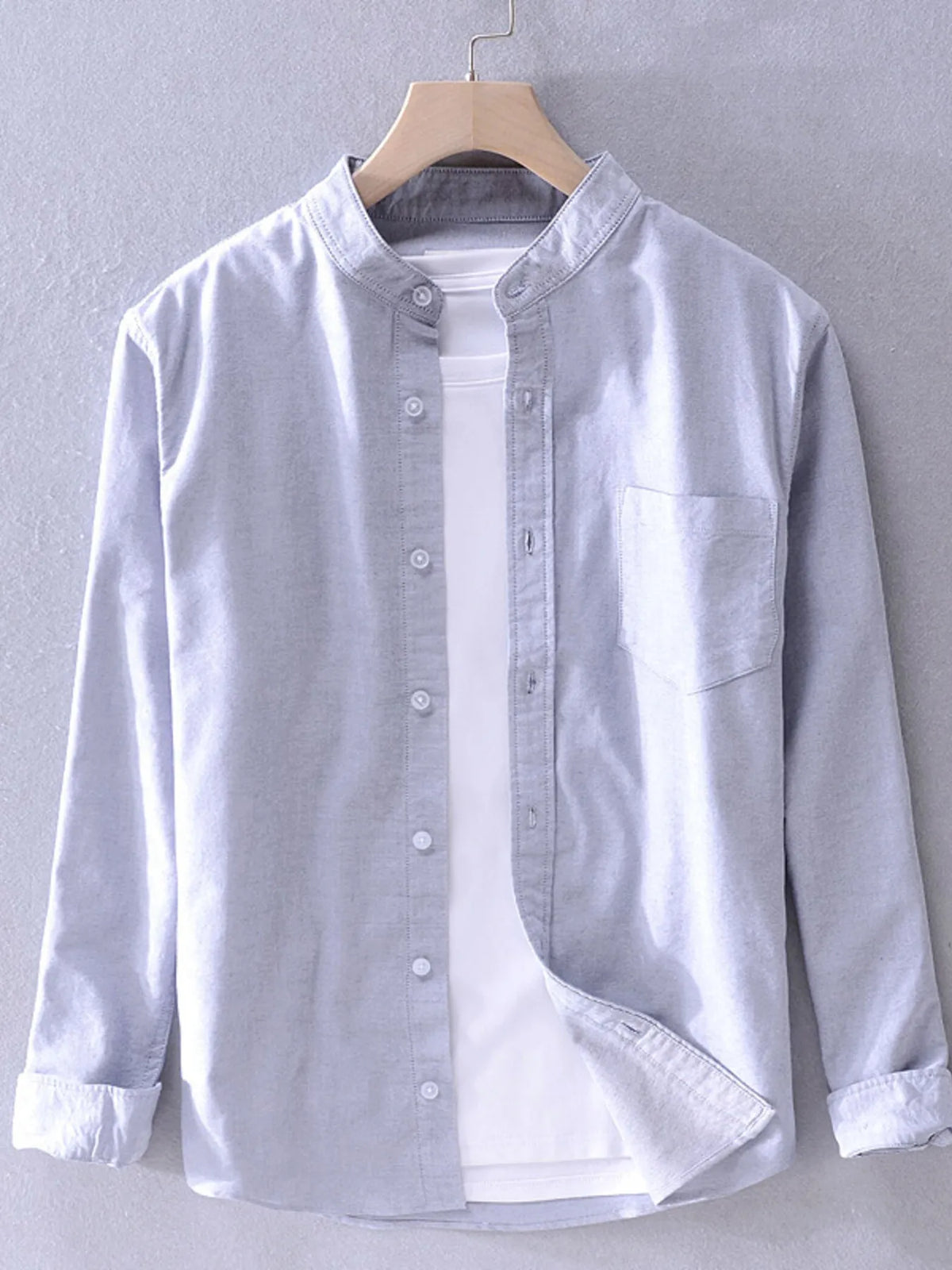 Plus size men’s button-up long sleeve shirt in slim fit for office and casual wear