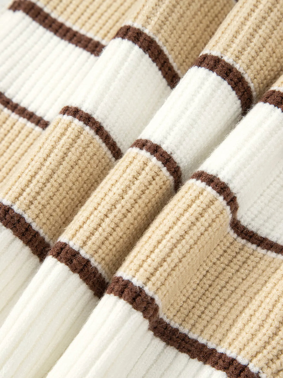 Women's Striped Ribbed Half Zip Sweater