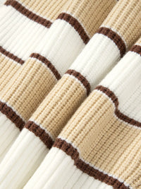 Women's Striped Ribbed Half Zip Sweater