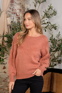 Sew In Love Boat Neck Long Sleeve Sweater Trandify deal