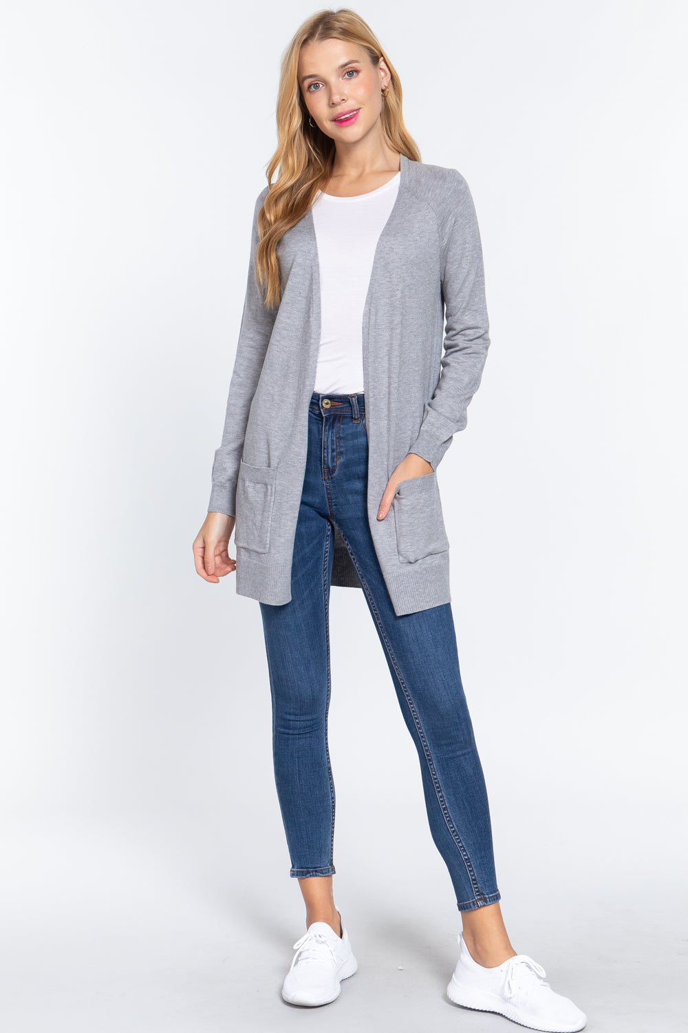 ACTIVE BASIC Open Front Long Sleeve Cardigan Trandify deal