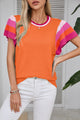 Color Block Round Neck Knit Top Trandify deal