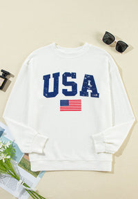 US Flag Corded Long Sleeve Sweatshirt Trandify Deal