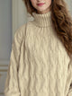 Cable-Knit Turtleneck Long Sleeve Sweater Trandify Deal