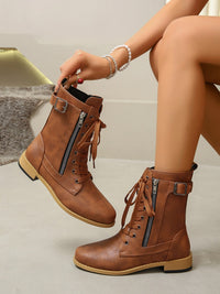 PU Leather Lace-Up Boots Trandify deal