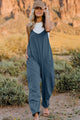 Double Take Full Size V-Neck Sleeveless Jumpsuit with Pockets - Trandify Deal