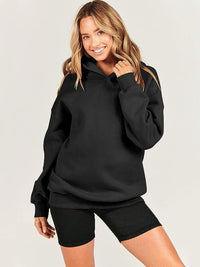 Dropped Shoulder Long Sleeve Hoodie Trandify Deal