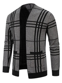 Men’s Plus Size Plaid Cardigan – Buffalo Check Open Front Long Sleeve Sweater