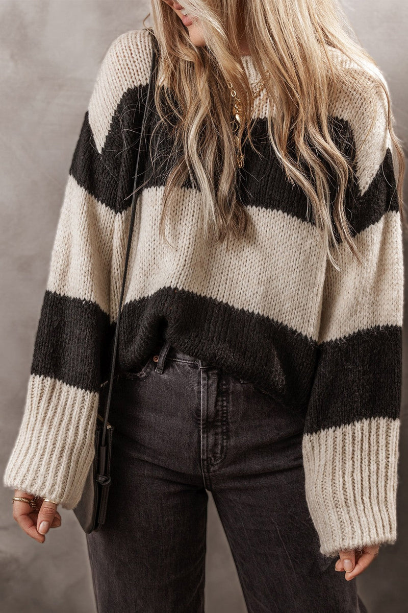 Color Block Round Neck Sweater Trandify Deal