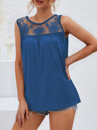Lace Detail Round Neck Tank Trandify deal