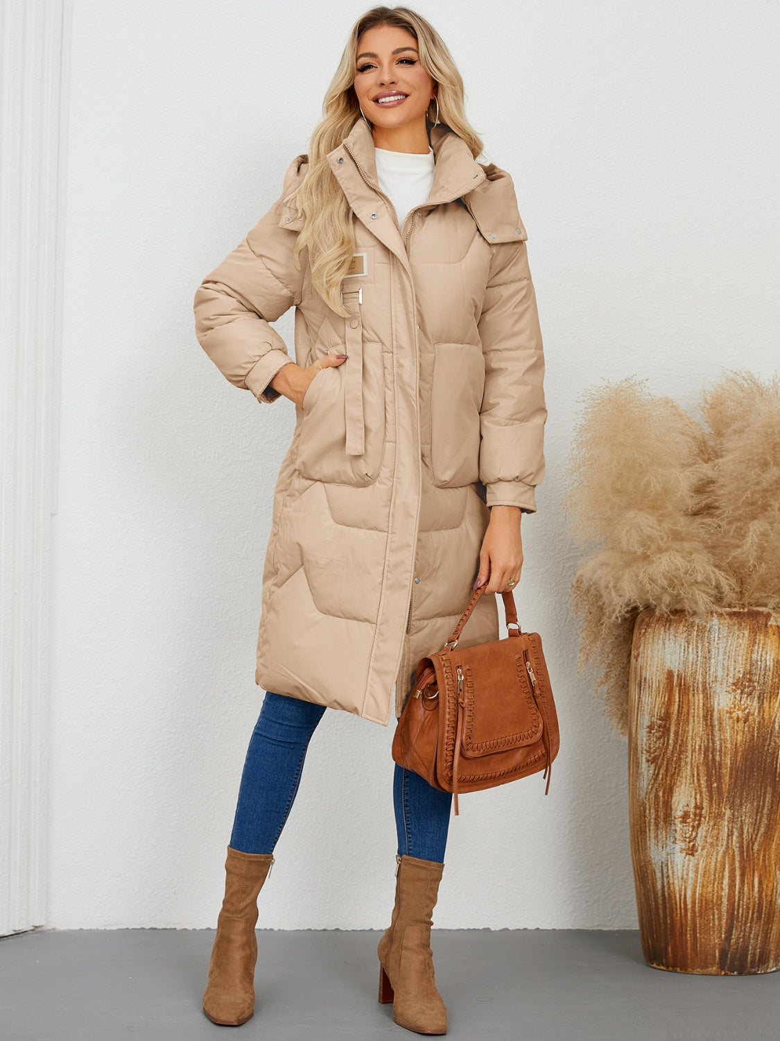 Long Sleeve Longline Hooded Winter Coat Trandify Deal