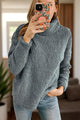 Fuzzy Turtleneck Long Sleeve Sweatshirt Trandify Deal