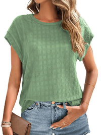 Textured Round Neck Short Sleeve Top Trandify deal