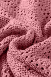 Women's lacy openwork knit hoodie with drawstring hood long sleeve sweater casual boho chic top for fall layering