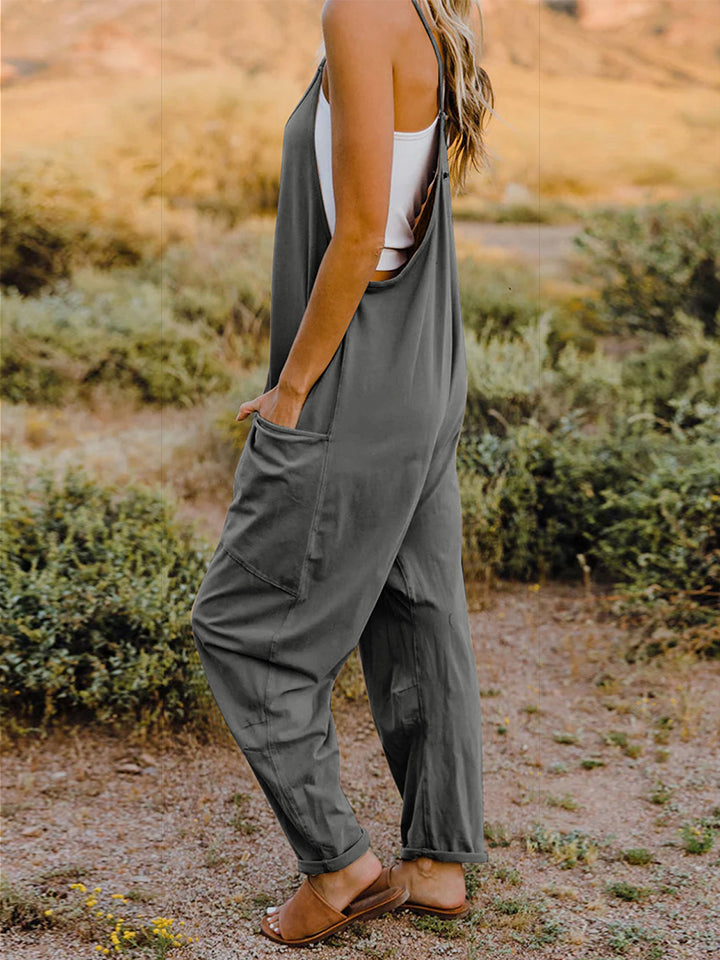 Double Take Full Size Sleeveless V-Neck Pocketed Jumpsuit Trandify deal
