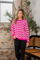 Full Size Wave Stripe Contrast Long Sleeve Sweater Trandify Deal