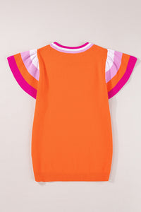 Color Block Round Neck Knit Top Trandify deal