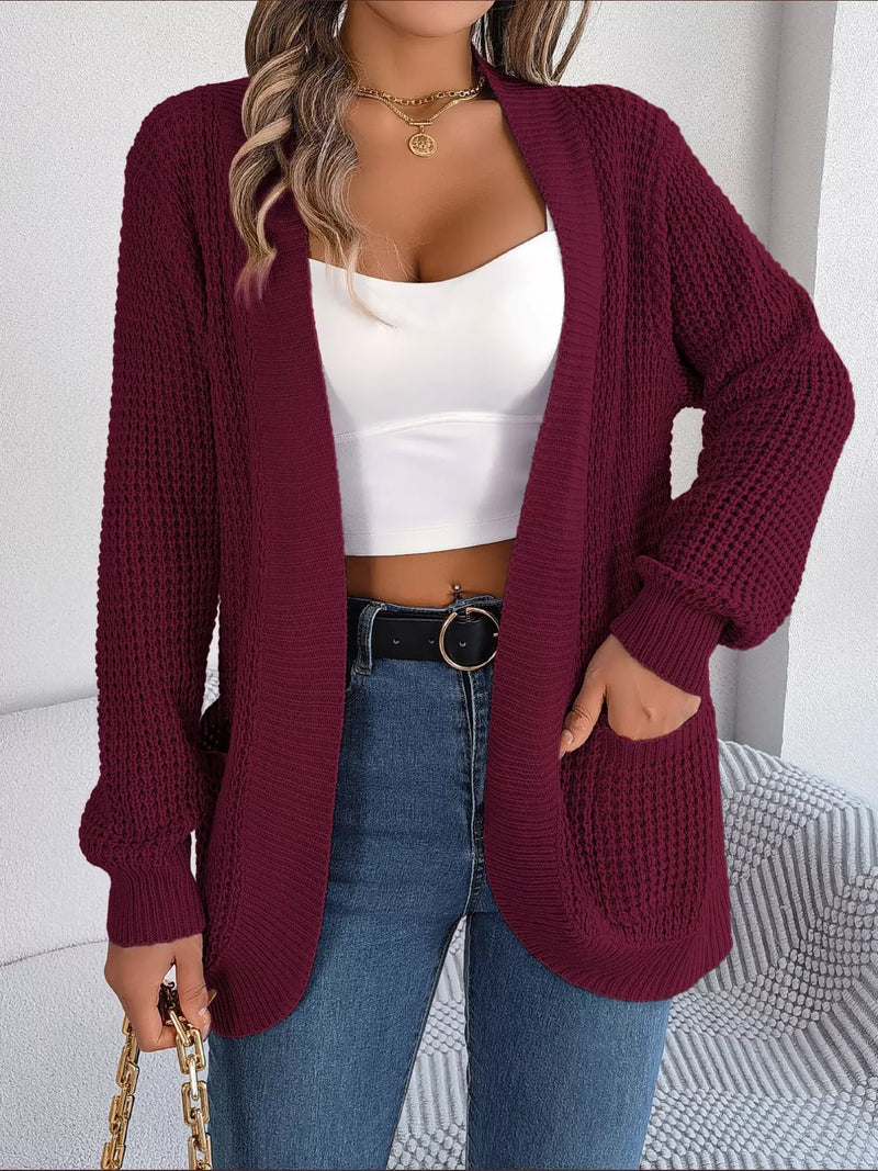 Chunky Knit Cardigan with Pockets - Open Front Women's Sweater