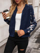 Printed Zip Up Long Sleeve Jacket Trandify Deal