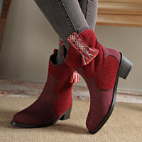 Suede Point Toe Block Heel Boots Trandify Deal