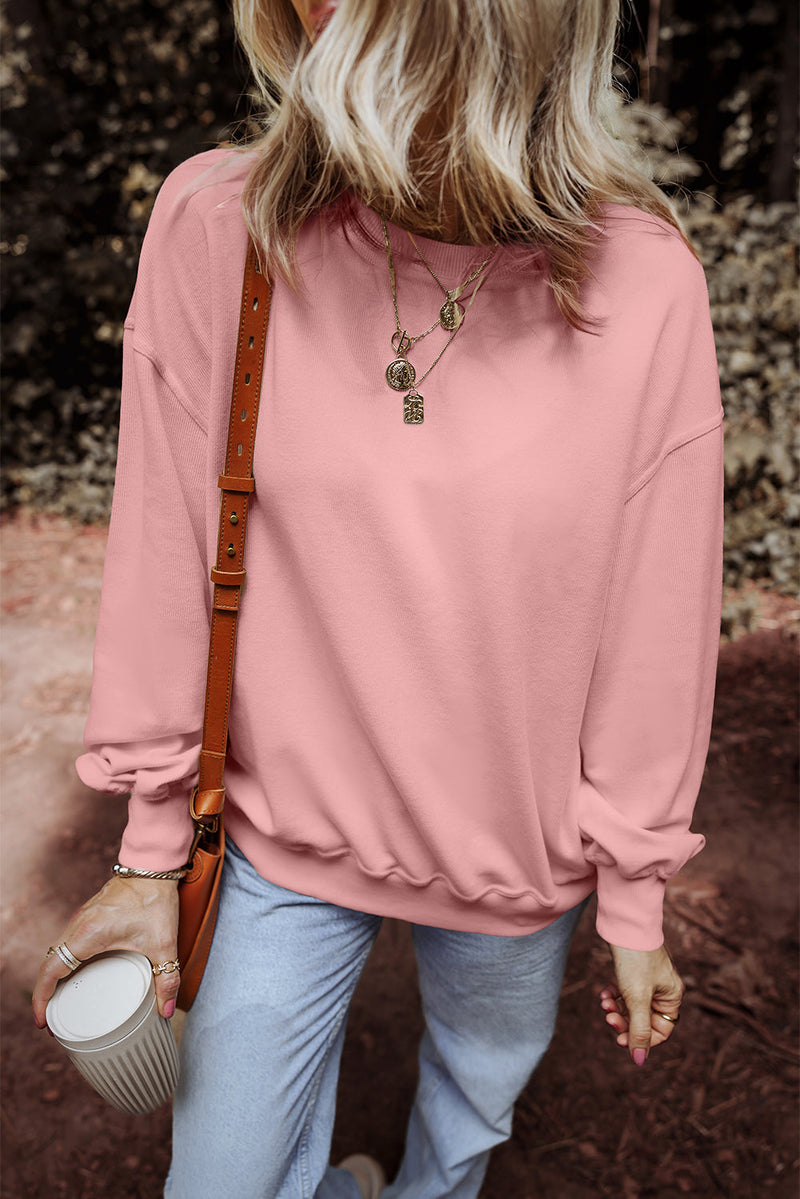 Round Neck Long Sleeve Sweatshirt Trandify Deal