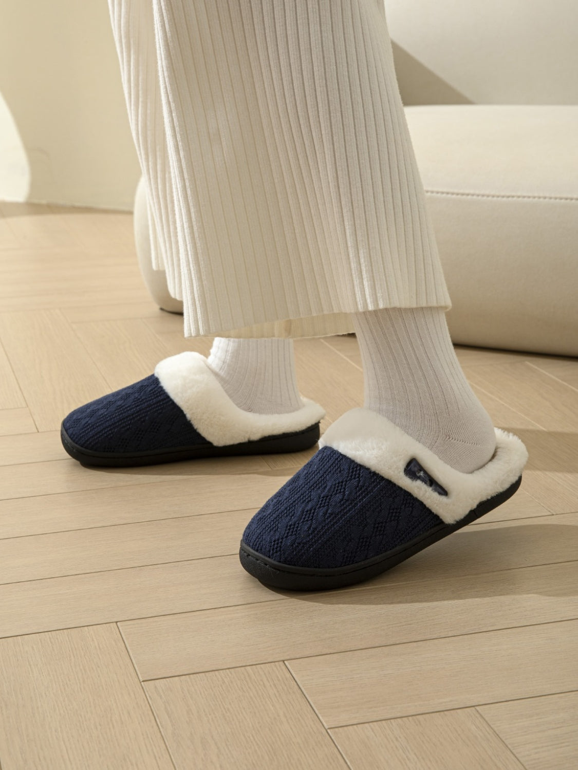 Horn Buckle Furry Texture Flat Slippers Trandify Deal