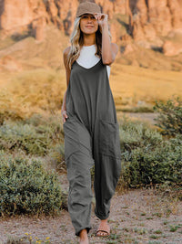 Double Take Full Size Sleeveless V-Neck Pocketed Jumpsuit Trandify deal