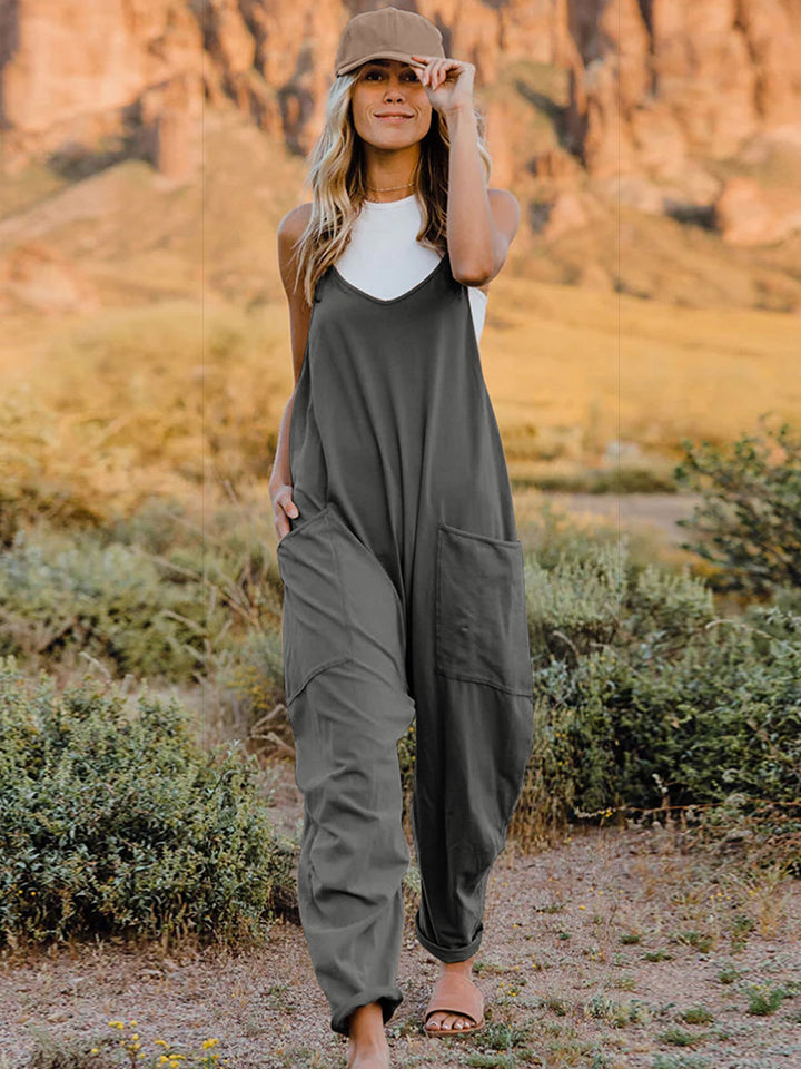 Double Take Full Size Sleeveless V-Neck Pocketed Jumpsuit Trandify deal