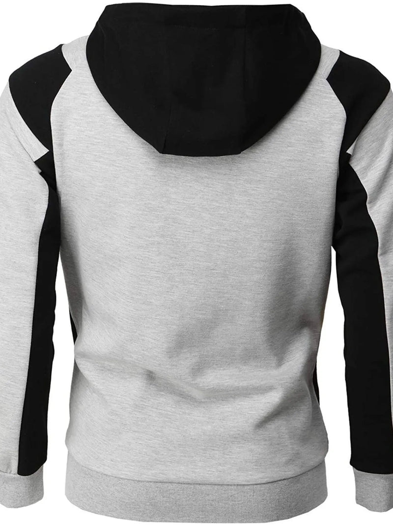 Men’s Color Block Zip Hoodie | Trendy Athletic Pullover for Casual Wear