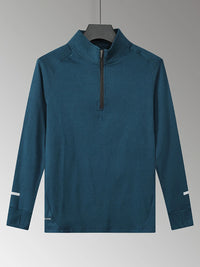 Men’s Plus Size Quarter Zip Active T-Shirt – Gray Moisture-Wicking Gym Top for Big & Tall Men