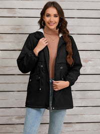 Drawstring Long Sleeve Hooded Jacket Trandify Deal