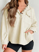 Drawstring Half Button Long Sleeve Hoodie Trandify Deal