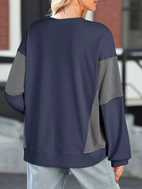 Women's Oversized Long Sleeve Sweatshirt with seam detail in Blue, Y2K streetwear style.