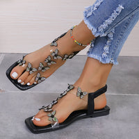 Rhinestone Butterfly Flat Sandals Trandify Deal