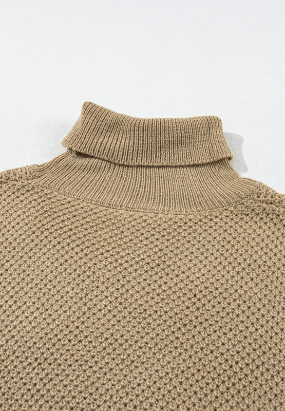 Solid Color Turtleneck Short Sleeve Sweater Trandify Deal