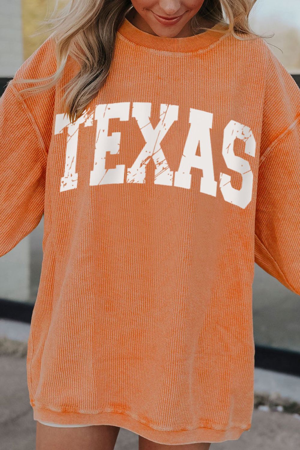TEXAS Round Neck Long Sleeve Sweatshirt Trandify Deal