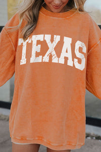 TEXAS Round Neck Long Sleeve Sweatshirt Trandify Deal