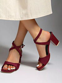 Women's open toe block heel sandals with ankle strap