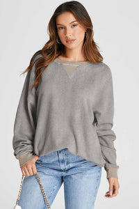 Waffle-Knit Long Sleeve Sweatshirt Trandify Deal