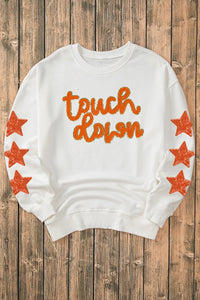 Letter & Star Round Neck Long Sleeve Sweatshirt Trandify Deal