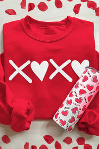 Valentine’s Day XOXO Round Neck Drop Shoulder Sweatshirt Trandify Deal