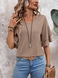 V-Neck Half Sleeve Blouse - Trandify Deal