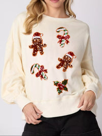 Sequined Gingerbread Christmas Sweater | Women's Holiday Top