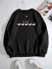Plus Size Casual Loungewear – Cozy Butterfly Design Sweatshirt for Women