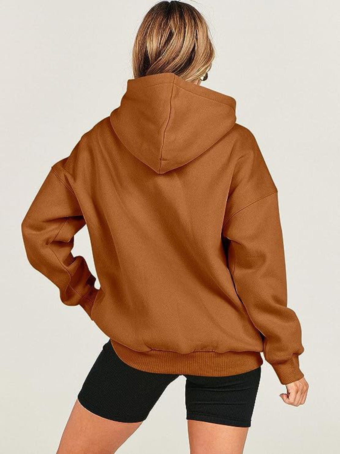 Dropped Shoulder Long Sleeve Hoodie Trandify Deal