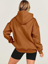 Dropped Shoulder Long Sleeve Hoodie Trandify Deal
