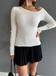 Women's Ribbed Single Shoulder Sweater | Trendy Pullover